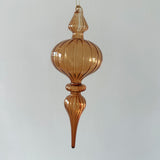 Amber Raindrop Blown Glass Ornament