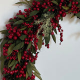 Faux Spruce Wreath with Red Berries