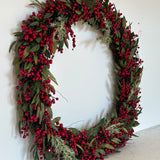 Faux Spruce Wreath with Red Berries