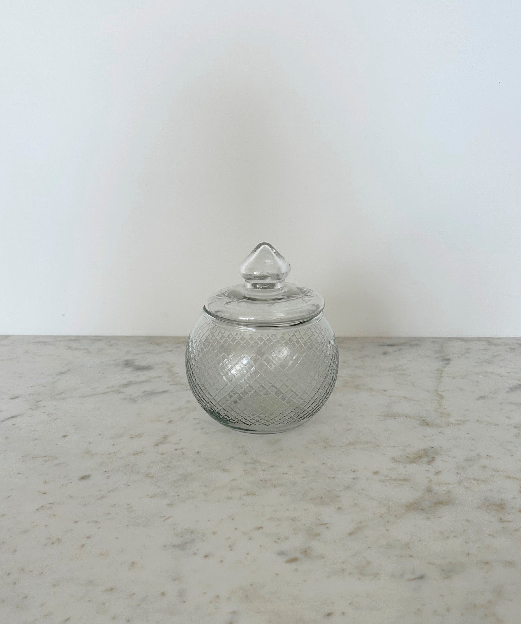 Cut Hand Blown Glass Jar